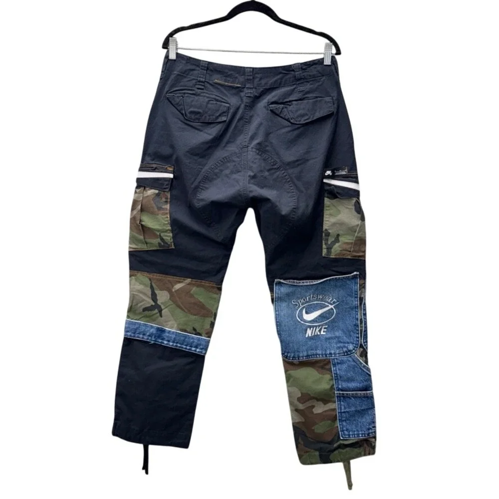 Nike SB Patchwork Ripstop Cargo Pants Camo Denim Navy Skateboarding Mens 30-32 - Picture 2 of 14